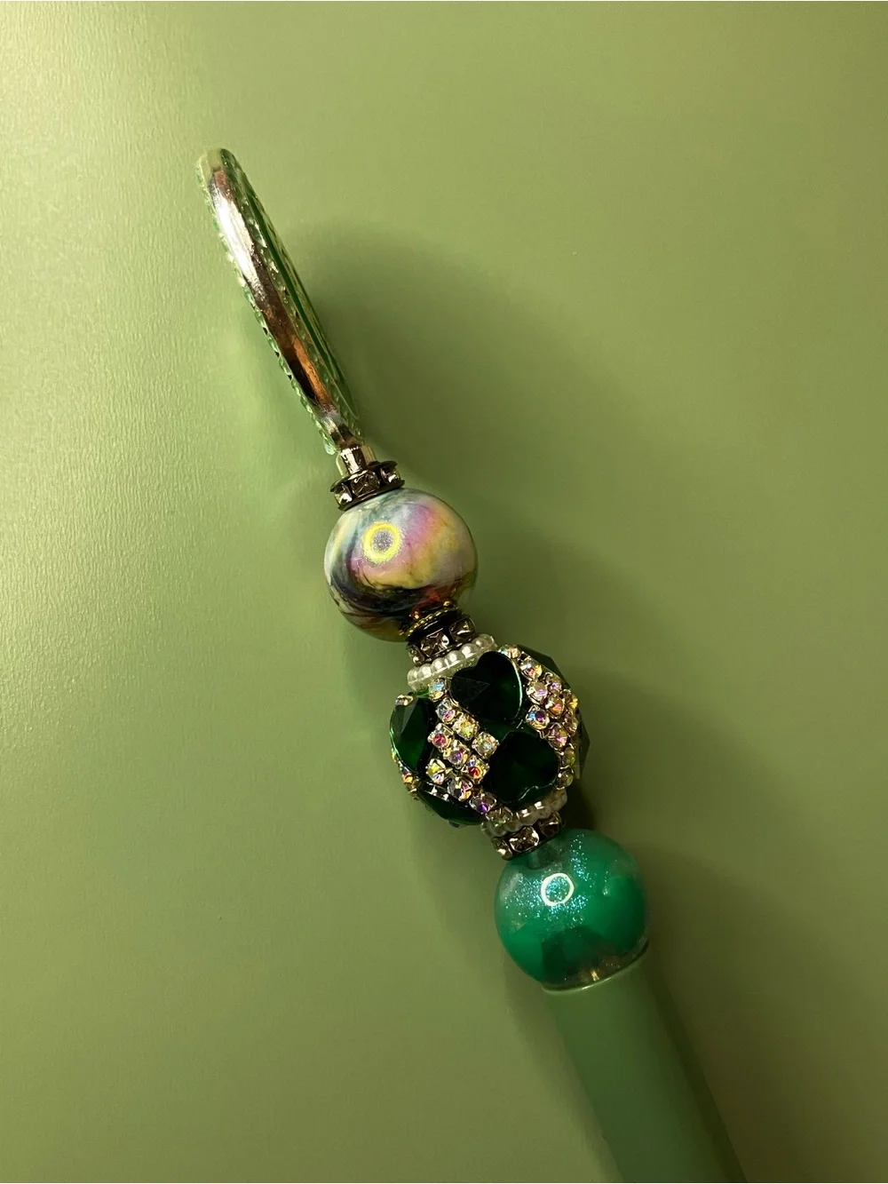 Aquarius Zodiac Green Handmade Beaded Pen
